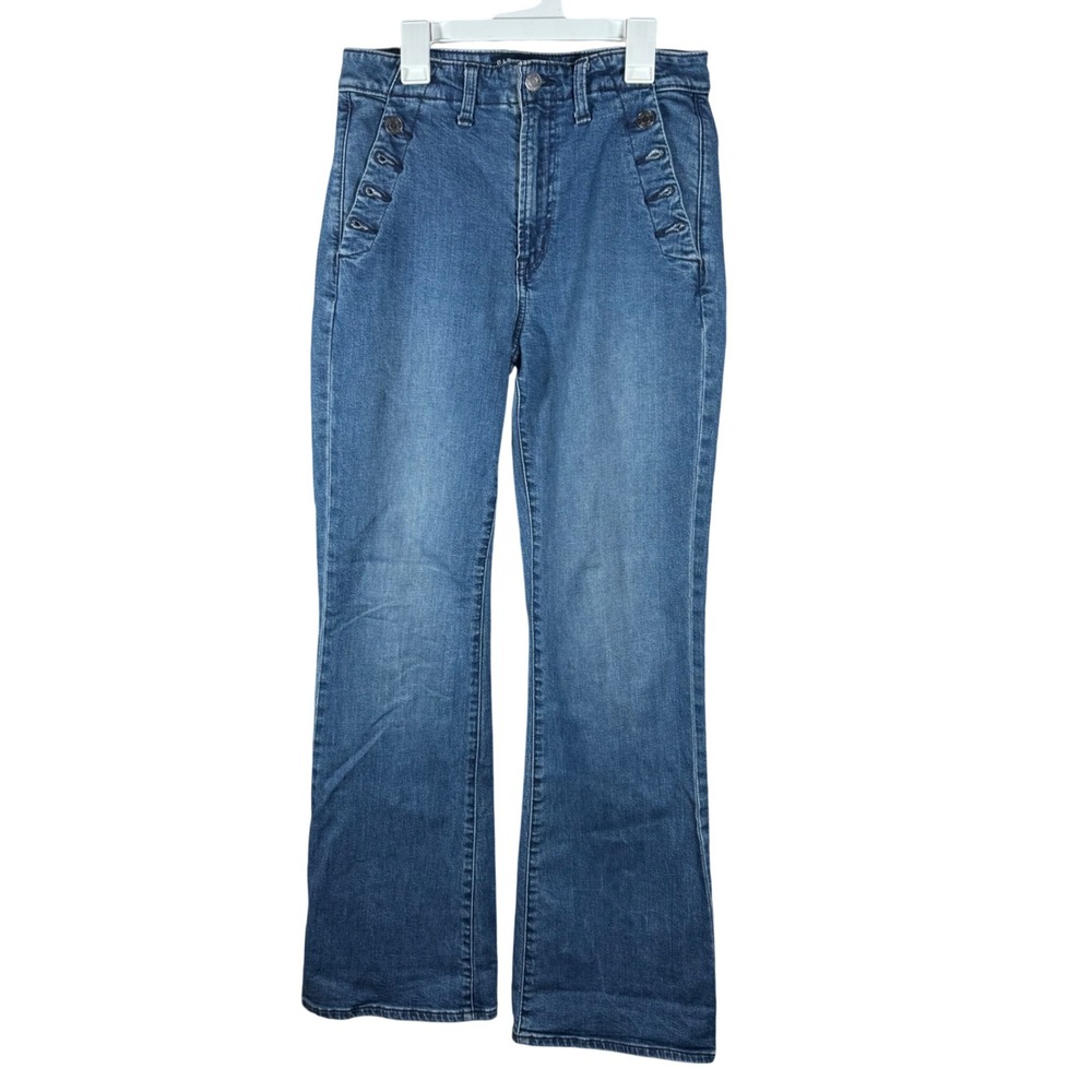 Gap 70s Flare Jeans Womens 6/28R Blue High Rise Sailor Button Denim Retro Boho